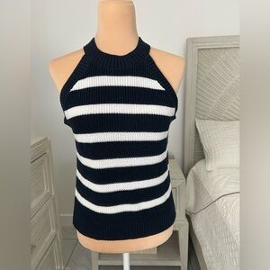 Old Navy Navy and White Striped Halter Tank Top